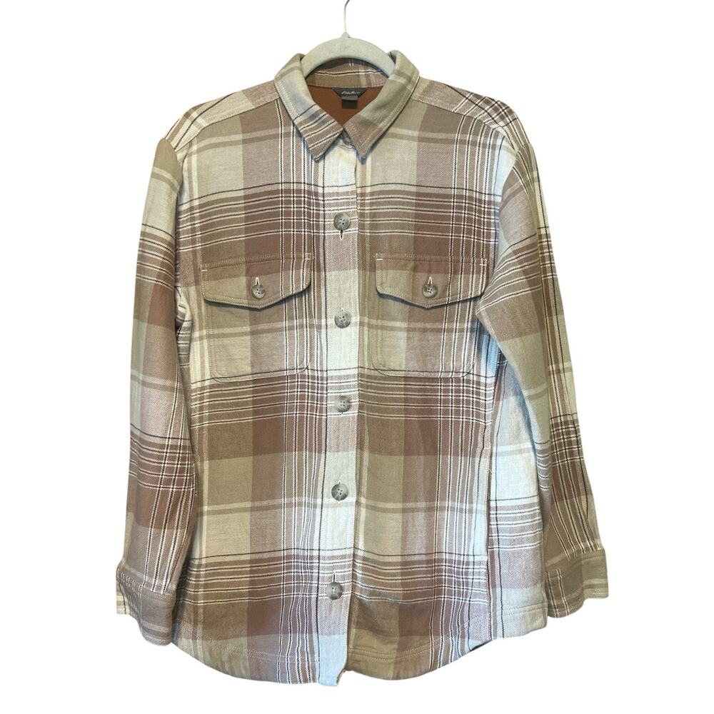 Eddie Bauer Women's Flannel Shacket Jacket Mauve Size Medium 100% Cotton